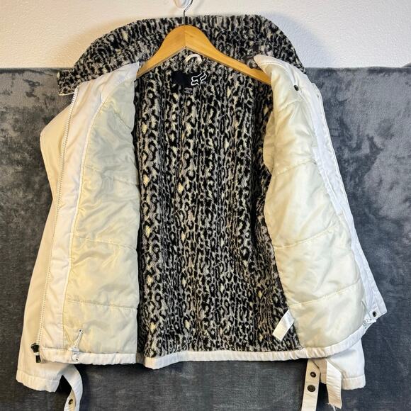 Fox Racing Ski/Snowboard Women’s Sports Jacket Large White/Faux Cheetah Lining - Picture 3 of 9